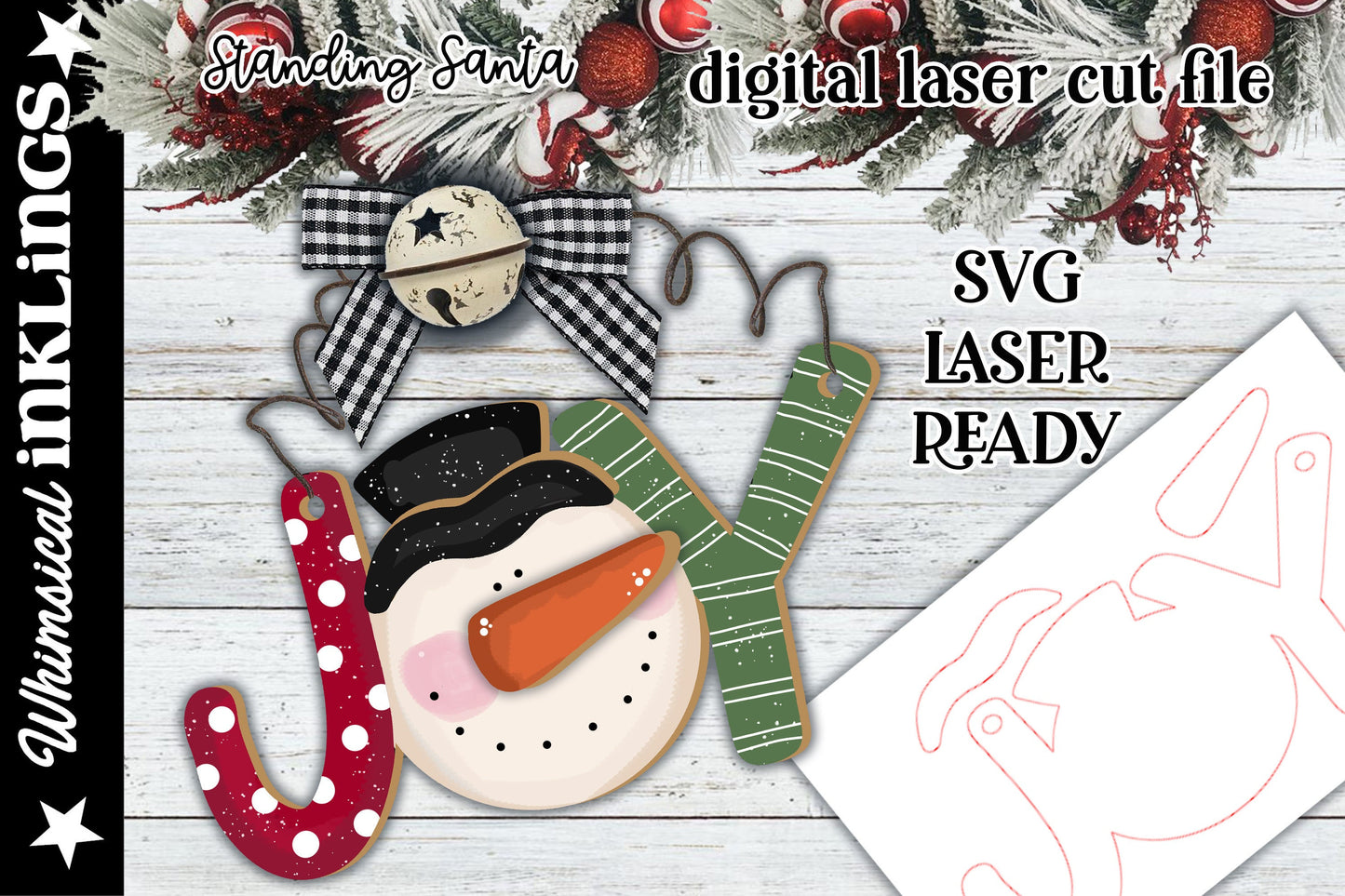 Joy Snowman Ornament |Laser Ready Snowman| Glow forge Christmas Ornament| Christmas Laser SVG