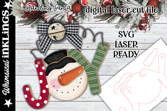 Joy Snowman Ornament |Laser Ready Snowman| Glow forge Christmas Ornament| Christmas Laser SVG