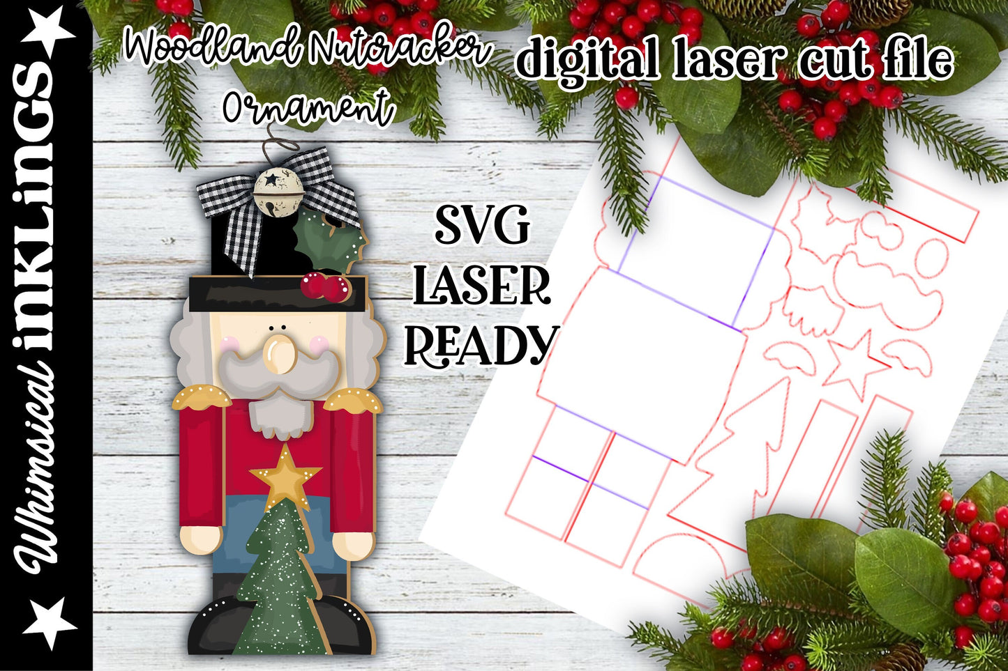 Woodland Nutcracker SVG| Laser Cut Nutcracker Ornament| Glowforge| Ornament SVG