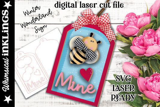 Bee Mine Valentine's Day Tag| Valentine's Day SVG| Laser Cut Love Tag| Glow forge| Valentine Tag SVG