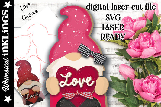 Love Gnome SVG| Valentine's Day SVG| Laser Cut Love Gnome| Glow forge| Valentine Gnome SVG