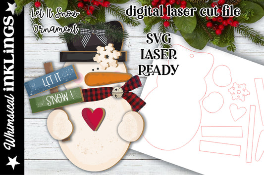 Let it Snow Snowman Ornament SVG| Laser Cut Snowman Ornament| Glow orge| Ornament SVG