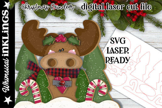 Christmas Moose Shelf Sitter Laser SVG| Laser Cut Moose Ornament| Glowforge|Christmas Ornament SVG