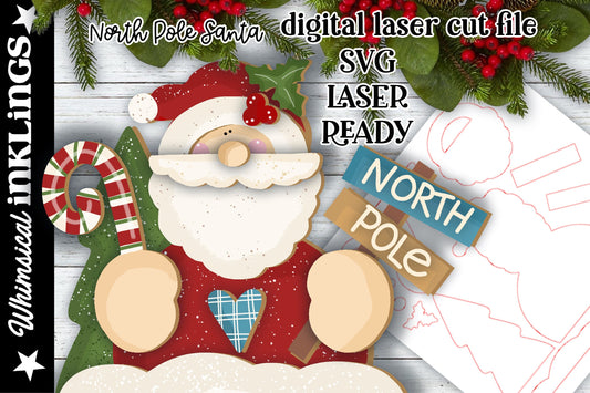 Northpole Santa SVG| Laser Cut Santa | Glow forge Christmas| Shelf Sitter Santa Claus SVG