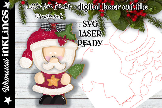 Little Tree Santa Ornament SVG| Santa Claus SVG| Laser Cut Santa Ornament| Glow forge| Ornament SVG