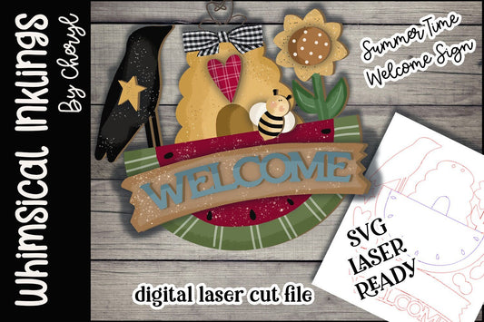 Summertime Welcome Sign SVG |Laser Ready Prim Summer Sign| Glow Forge Summer| Summer SVG