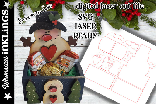Snowman Box SVG| Laser Cut Snowman | Glow forge| Candy Box SVG