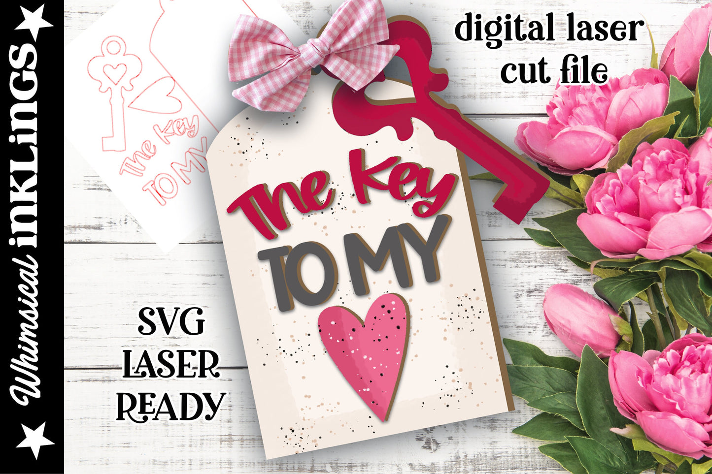 Love-Valentine's Key to My Heart| Valentine's Day SVG| Laser Cut Love | Glow forge| Valentine Key SVG