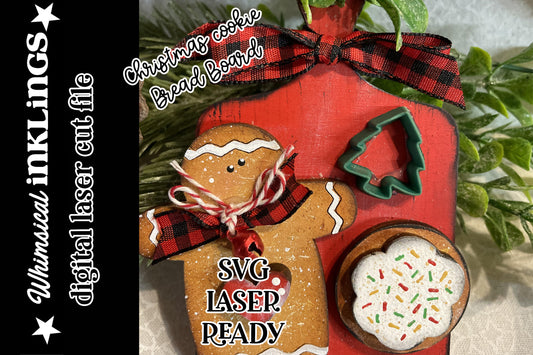 Christmas Cookie Bread Board Ornament SVG| Christmas SVG| Laser Cut Christmas Gingerbread| Glow forge| Ornament SVG