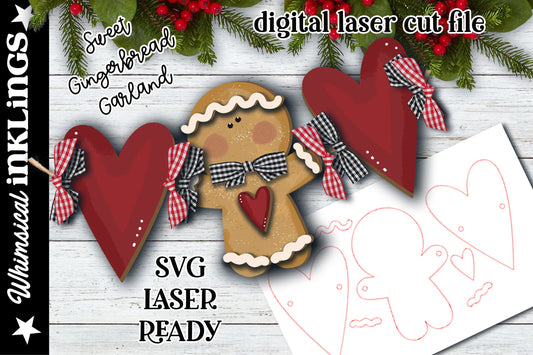 Sweet Gingerbread Garland| Christmas SVG| Laser Cut Christmas Garland| Glow forge| Garland SVG