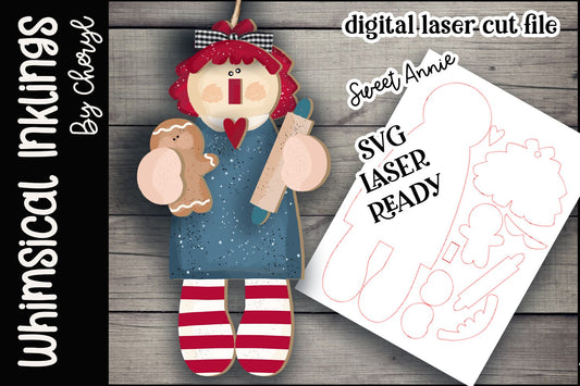 Sweet Raggedy Annie SVG| Prim Annie SVG| Raggedy Annie Ornament| Glow forge| Ornament SVG