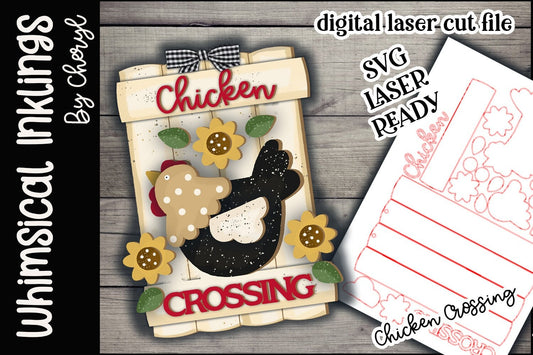 Chicken Crossing Sign SVG| Chicken SVG| Laser Cut Chicken| Glow forge| Chicken Sign SVG|