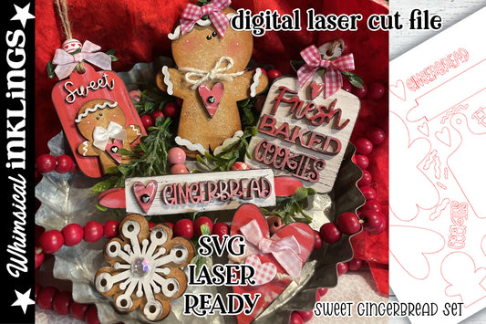 Sweet Gingerbread| Christmas SVG| Laser Cut Christmas Gingerbread| Glow forge| Ornament SVG|Tiered Tray Gingerbread