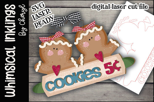 Cookies For Sale Sign| Christmas SVG| Laser Cut Christmas Gingerbread| Glow forge| Ginger Tray