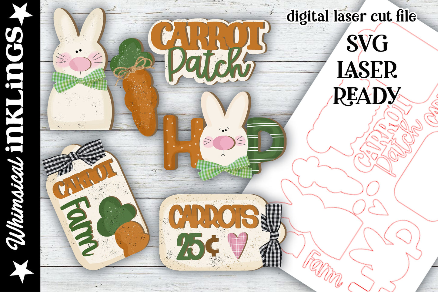 Carrot Patch Easter Laser SVG Set | Glowforge Easter| Easter Tiered Tray| Easter Laser Cut File