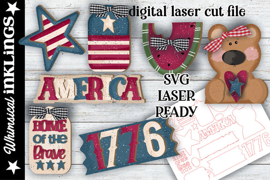 Land That I Love SVG Set| Patriotic SVG| Laser Cut Americana| Glow forge| Fourth Of JulyTiered Tray SVG|