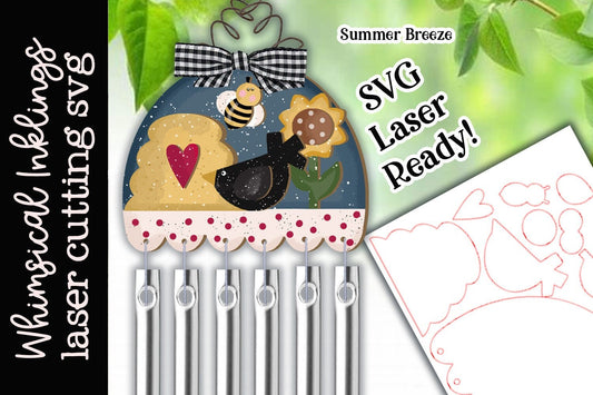 Summer Breeze Wind Chime SVG |Laser Ready Prim Summer SVG| Glow Forge Summer| Summer SVG