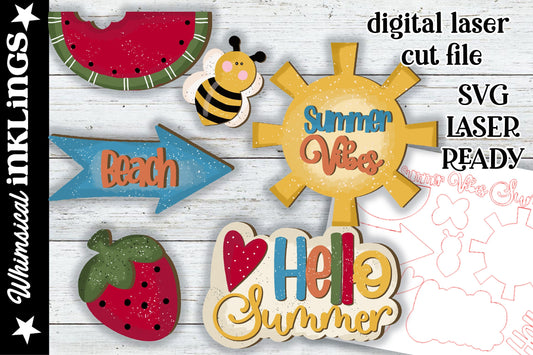 Summer Vibes SVG |Laser Ready Summer | Glow Forge Summer| Summer Tiered Tray SVG