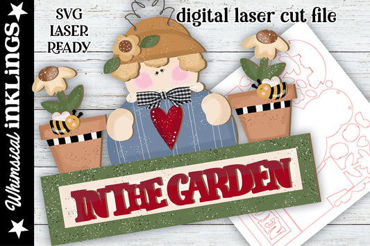 In The Garden Laser SVG |Laser Ready Garden Sign| Glow Forge Summer| Garden SVG|Garden Tray