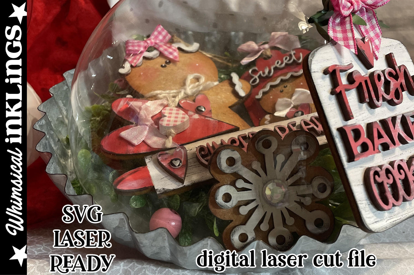 Sweet Gingerbread Laser Bundle| Christmas Laser Designs| Laser Cut Christmas Gingerbread| Glow forge| Ornament SVG|Tiered Tray Gingerbread