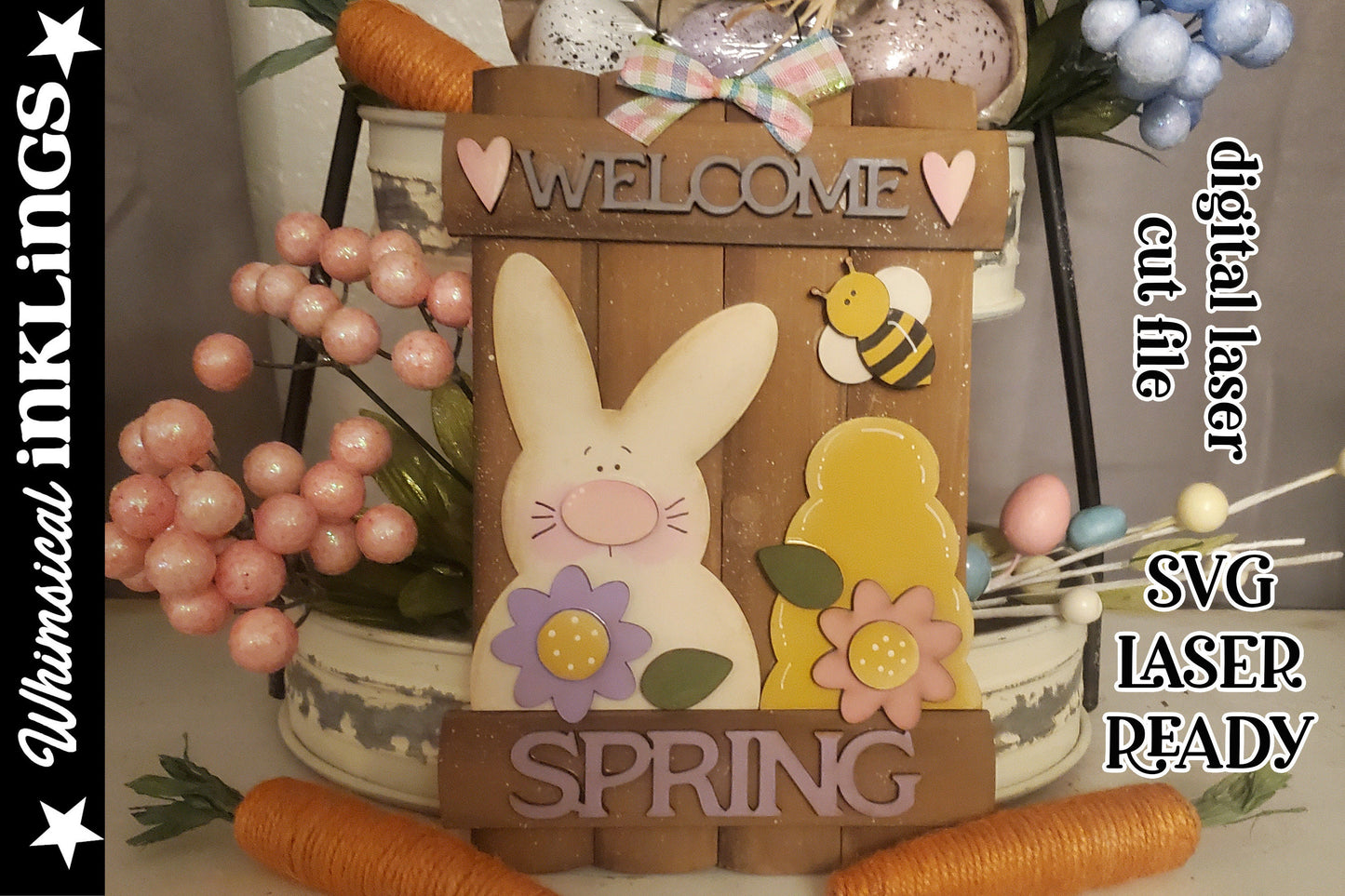 Welcome Spring-Easter Sign SVG |Laser Ready Easter Sign| Glow Forge Easter| Spring SVG