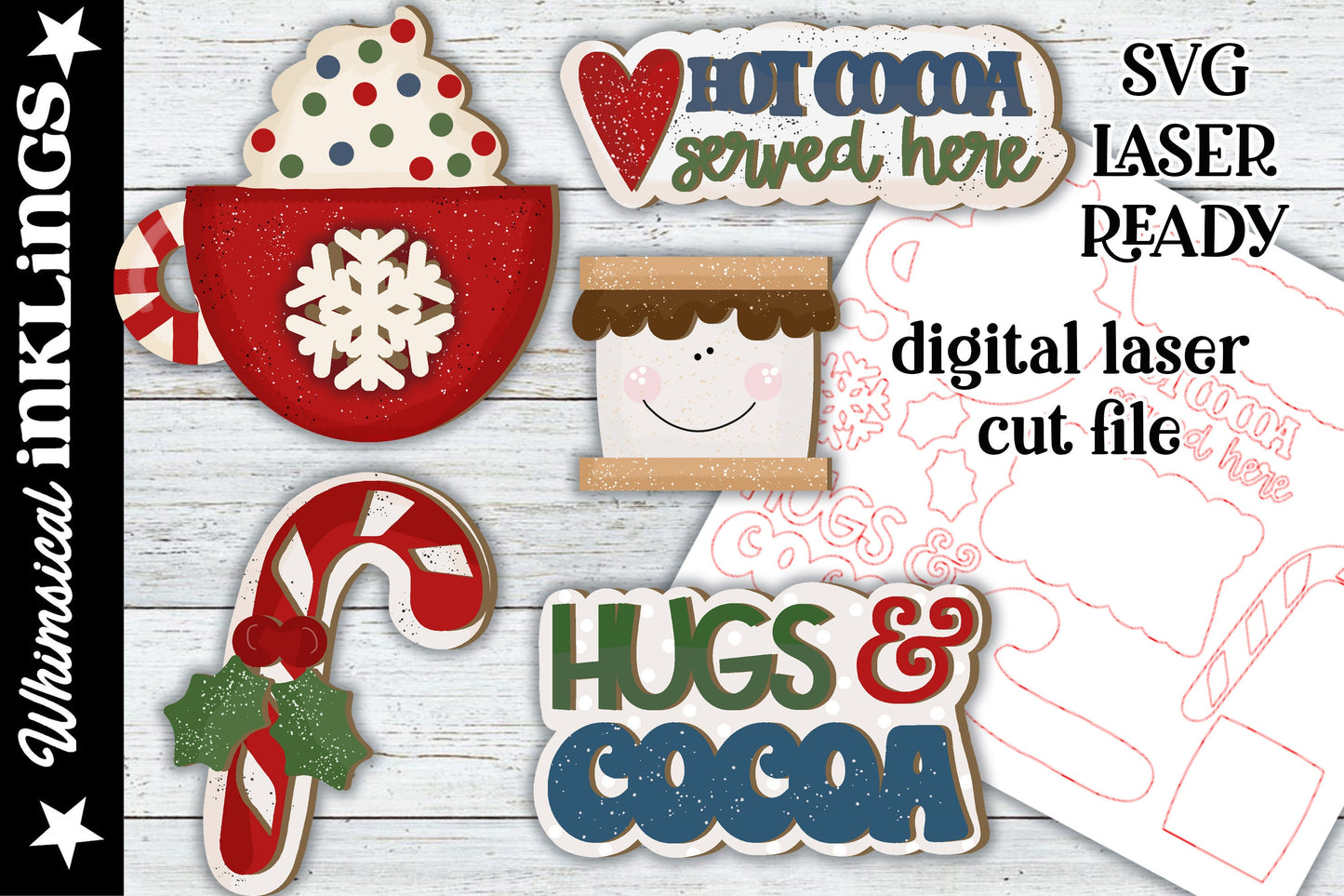 Hugs and Cocoa Laser SVG| Laser Cut Cocoa Bar| Glow forge| Cocoa Bar Laser SVG