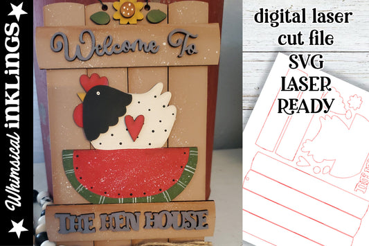 Hen house Sign -Chicken SVG| Chicken SVG| Laser Cut Chicken| Glow forge| Chicken Sign SVG|