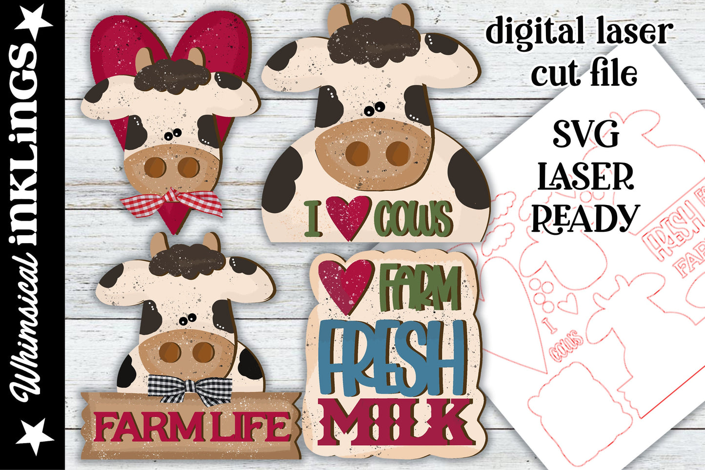 I Love Cows Magnets SVG Set| Cow SVG| Laser Cut Farm| Glow forge| Farmhouse Tiered Tray SVG|