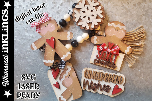 Gingerbread Wishes SVG| Gingerbread SVG| Laser Cut Christmas Gingerbread| Glow forge| Gingerbread Tiered TraySVG