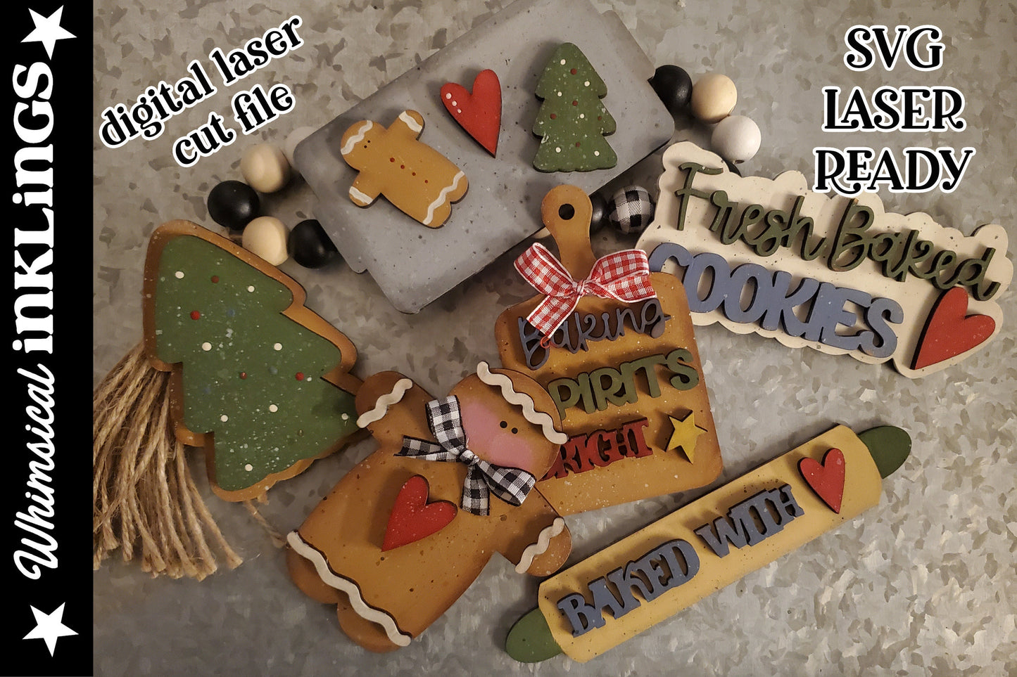 Baking Spirits Bright Laser SVG| Laser Cut Christmas Cookies| Glow forge| Cookie Tiered Tray Laser SVG