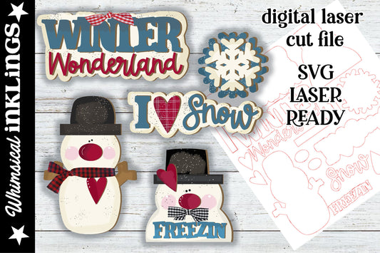 Winter wonderland snowman |Laser Ready Snowman| Glow forge Christmas Ornament| Snowman Tiered Tray