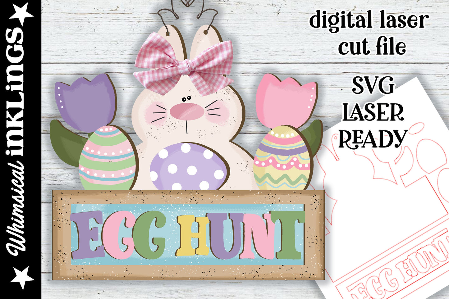 Egg Hunt Easter Sign SVG |Laser Ready Easter Sign| Glow Forge Easter| Spring SVG