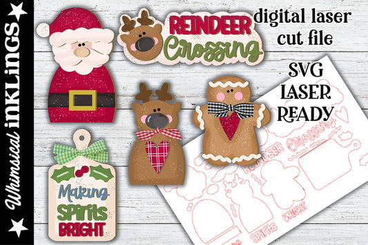 Clause For Celebration Christmas SVG Set |Christmas Laser SVG| Laser Cut Christmas Ornament| Glow Forge| Christmas Tiered TraySVG