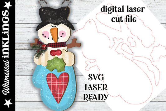 Mitten Snowman Ornament  SVG| Laser Cut Snowman Ornament| Glow forge| Layered Snowman Laser SVG