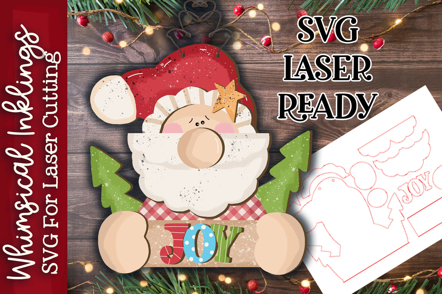 Joy Santy Claus Ornament SVG| Santa Claus SVG| Laser Cut Snowman Ornament| Glow forge| Ornament SVG