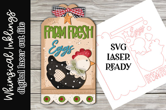 Farm Fresh Eggs Penny Rug SVG| Chicken SVG| Laser Cut Chicken| Glow forge| Chicken Sign SVG|