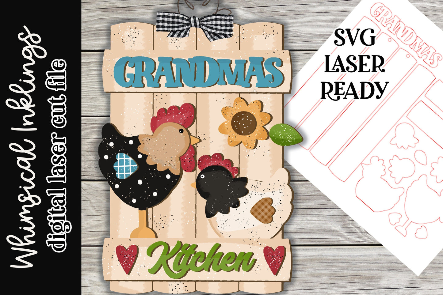 Grandmas Kitchen Chicken Sign SVG| Chicken SVG| Laser Cut Rooster| Glow forge| Rooster Sign SVG|