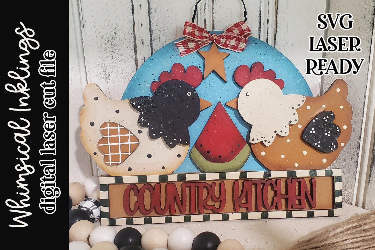 Country Kitchen Chickens SVG| Chicken SVG| Laser Cut Chicken| Glow forge| Chicken Sign SVG|