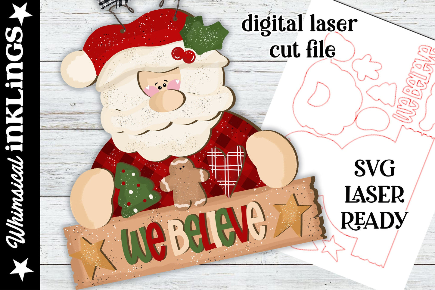 We Believe Santa Sign SVG| Santa Claus SVG| Laser Cut Santa Ornament| Glow forge| Christmas SVG