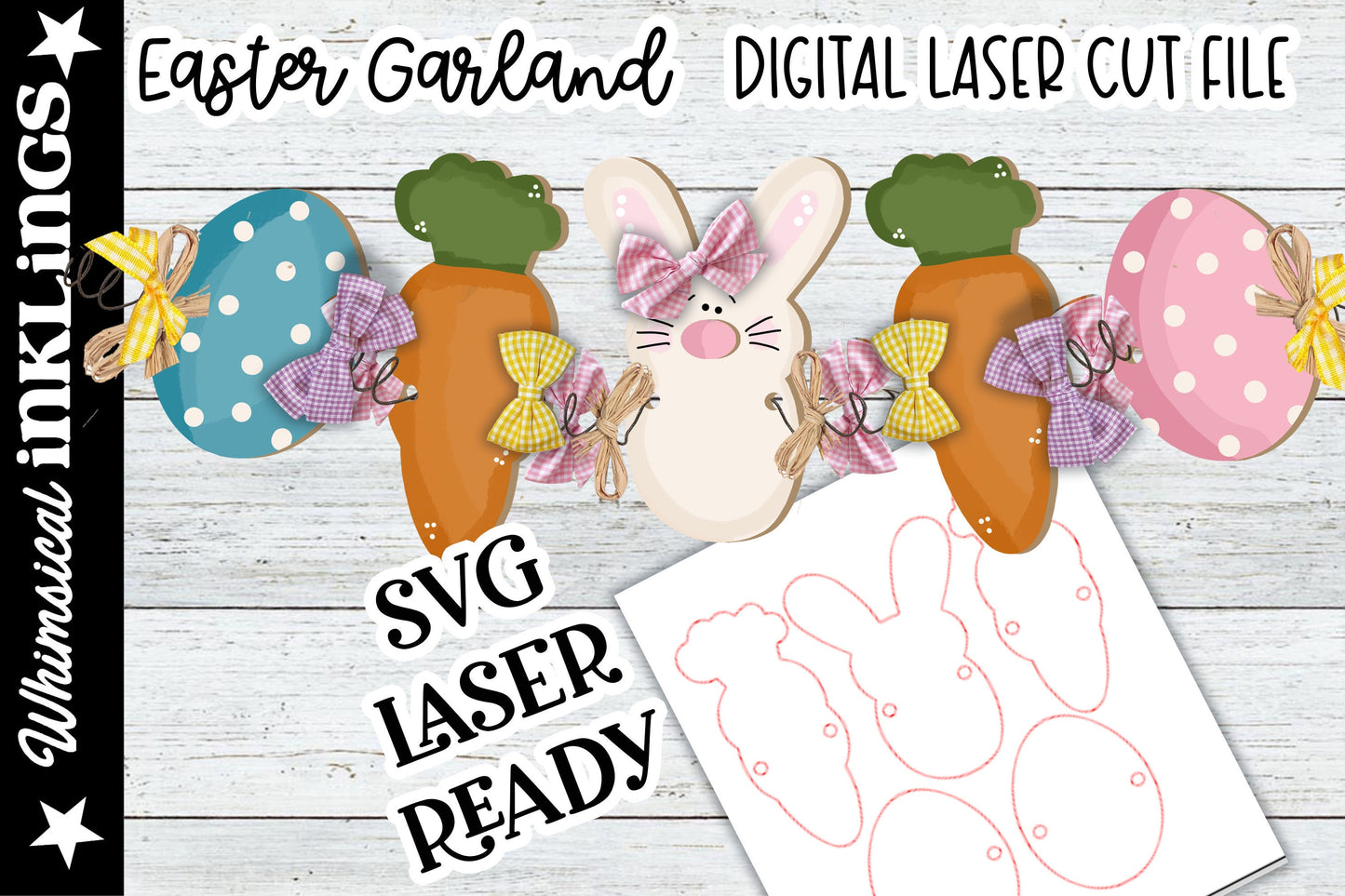 Easter Bunny Garland-Banner SVG |Laser Ready Easter Rabbit| Glow Forge Easter|