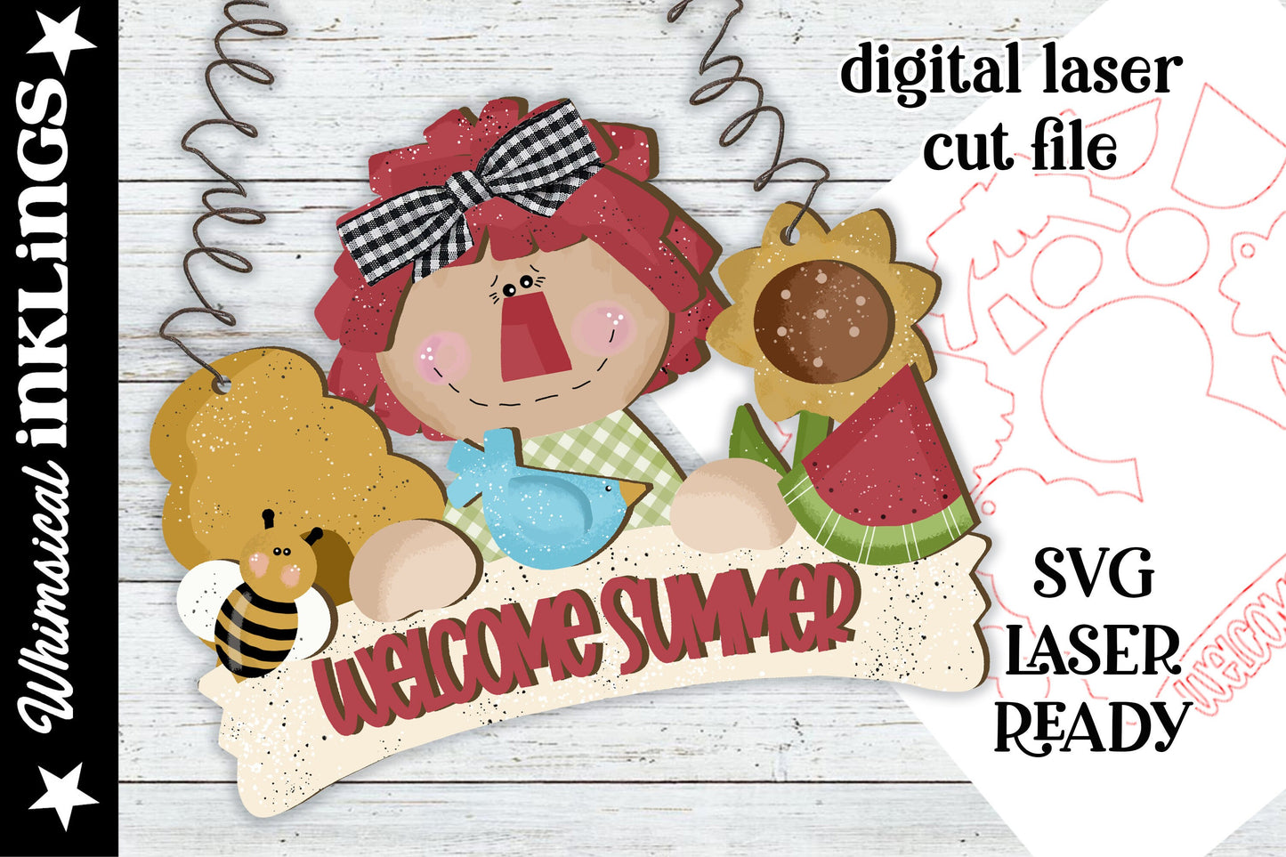 Welcome Summer Annie SVG| Prim Annie SVG| Raggedy Annie Hanger| Glow forge| Raggedy Annie SVG