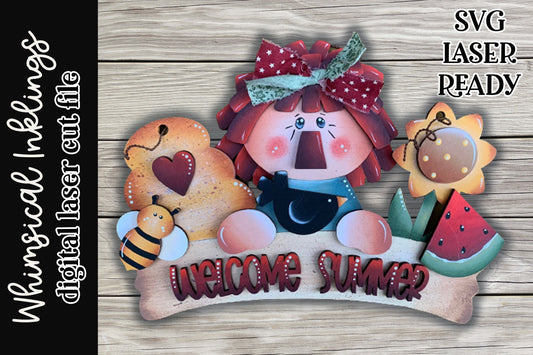 Welcome Summer Annie SVG| Prim Annie SVG| Raggedy Annie Hanger| Glow forge| Raggedy Annie SVG