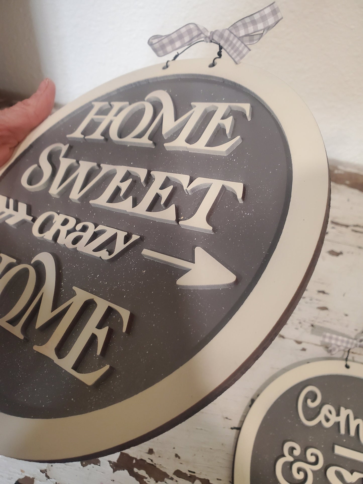 Home Sweet Crazy Home SVG| Porch Sign SVG| Laser Cut Farmhouse| Glow forge| We;come Sign SVG|