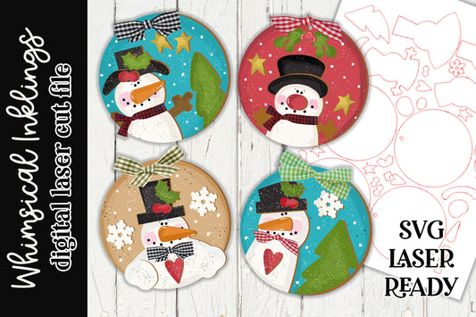 Snow Pals Snowman Ornament Set SVG| Laser Cut Snowman Ornament| Glow Forge| Ornament SVG