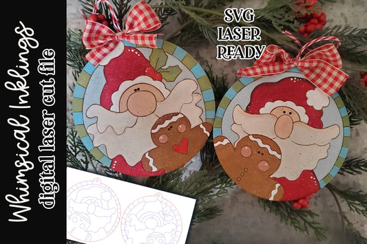 Silly Santa Ornament Set SVG| Santa Claus SVG| Laser Cut Snowman Ornament| Glow forge| Ornament SVG