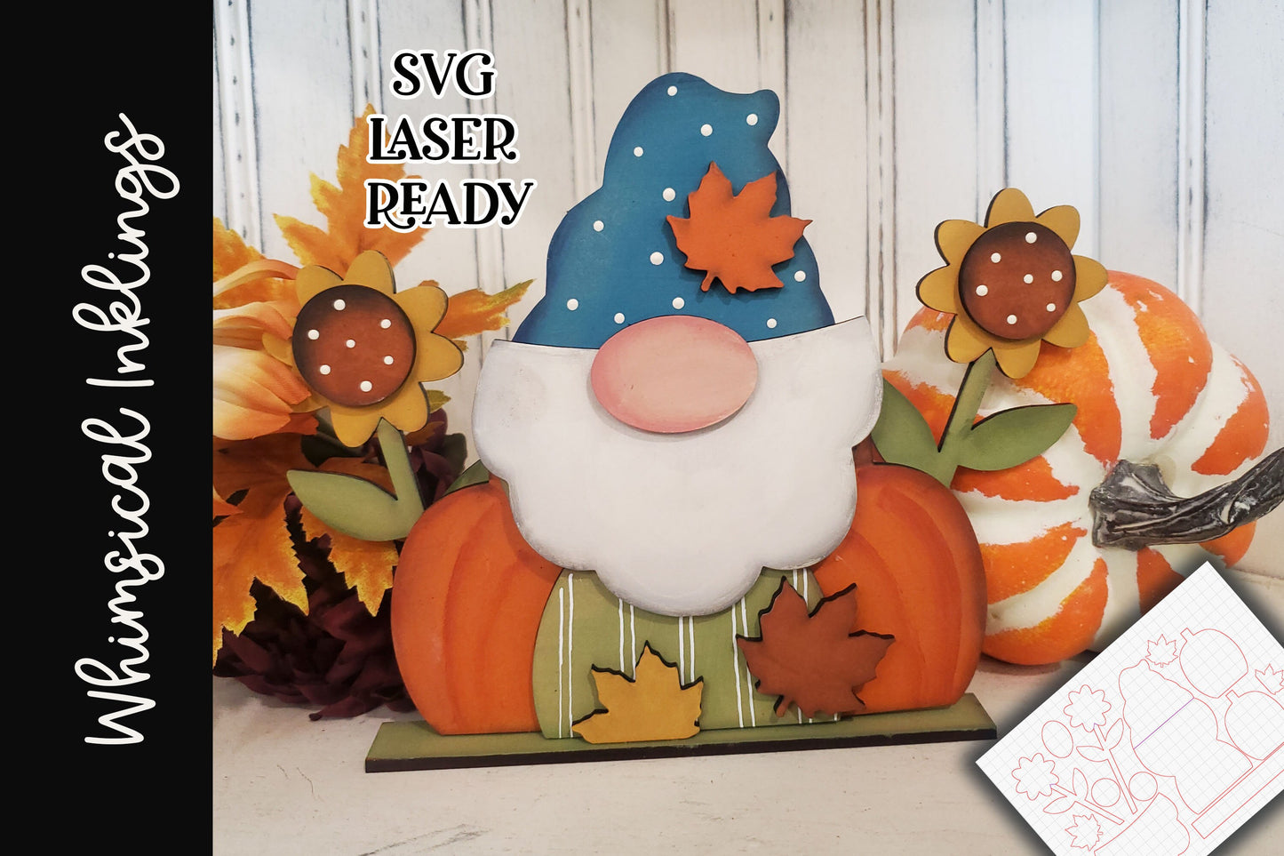 Bitty Fall Gnome SVG |Laser Ready Gnome| Glow Forge Gnome| Autumn Gnome SVG