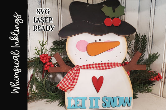 Let It Snow- Snowman Sign SVG |Laser Ready Snowman| Glow forge Snowman Sign| Snowman SVG