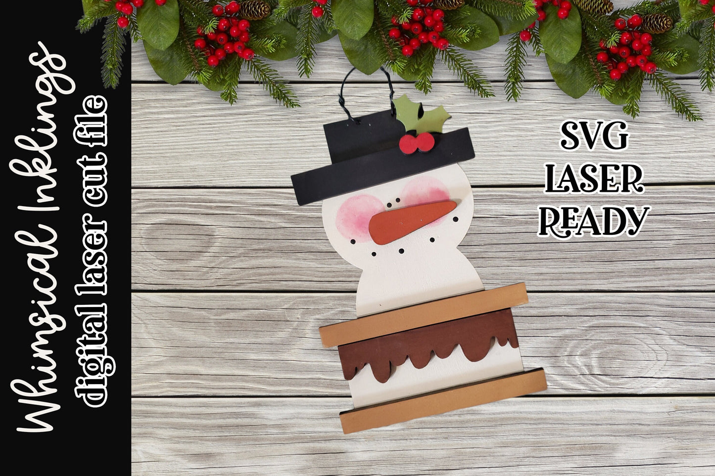 Sweet S'more Snowman Ornament SVG| Laser Cut S'more Ornament| Glow forge| S'more Laser SVG