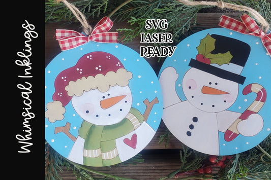 Snow Daze- Snowman Ornament Set SVG| Laser Cut Snowman Ornament| Glow Forge| Ornament SVG