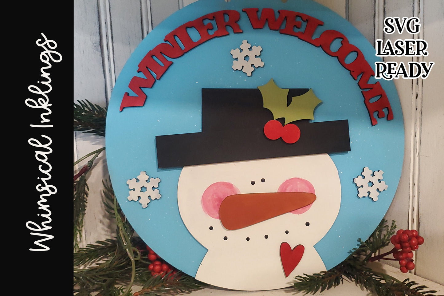 Welcome Winter Snowman Sign SVG |Laser Ready Snowman| Glow forge Snowman Sign| Snowman SVG